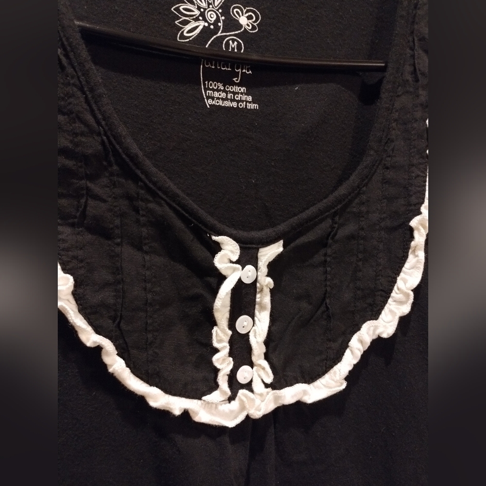 Energie Black Ruffle Trim Peplum Tee -size  Medium - Picture 3 of 16